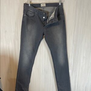 ACNE STUDIOS GRAY BUTTON FLY ROC CRAB DENIM JEANS 36/34